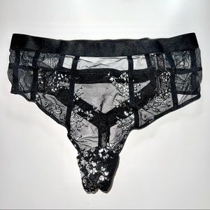 Victoria’s Secret Very Sexy Black High Waist Thong. NWOT. Size Small. Mesh/Lace